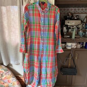 J. Crew Multicolor Plaid Long Sleeve Dress
